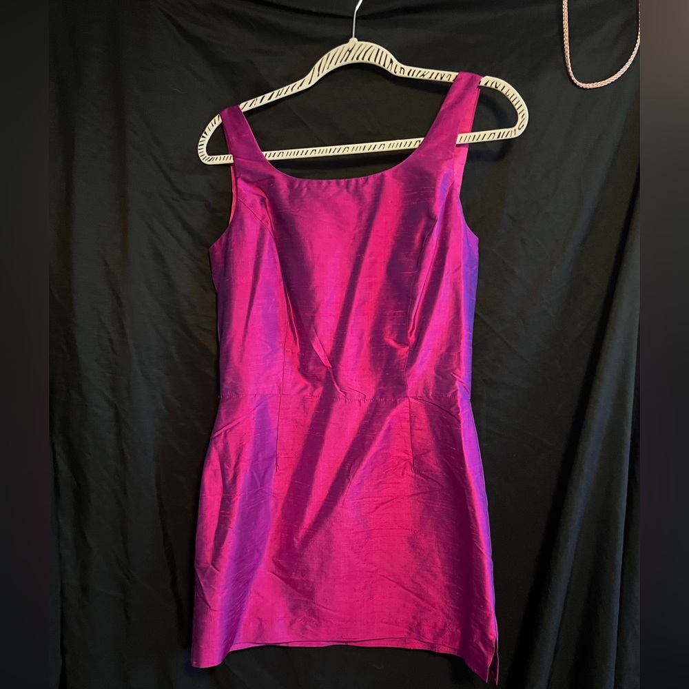 Women’s Fuchsia Satin Square-Neck Dress